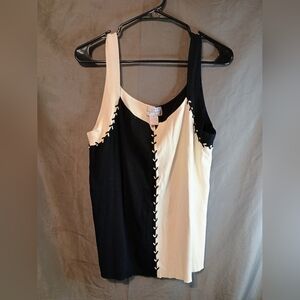 Kathy Levine By Request plus Size Black And White Women's Top With Embroidery